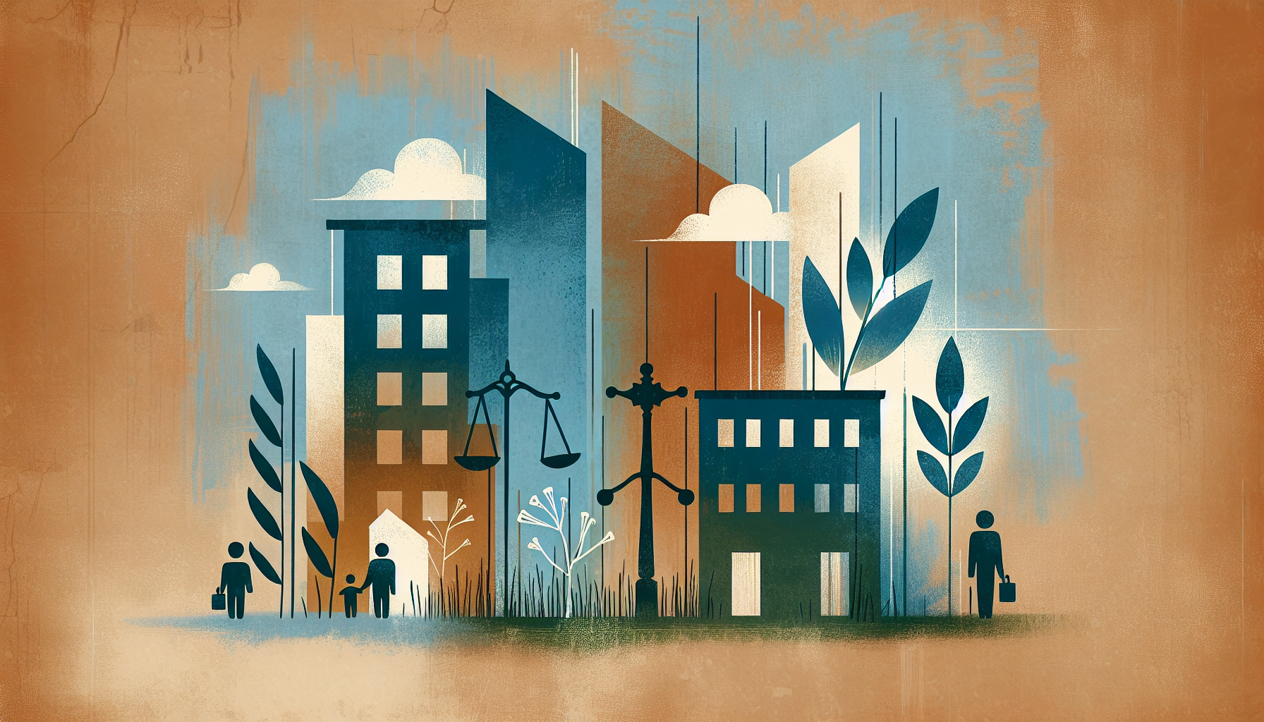 Abstract illustration representing family law concepts for article: Mediation vs Litigation: Navigating Family Court C