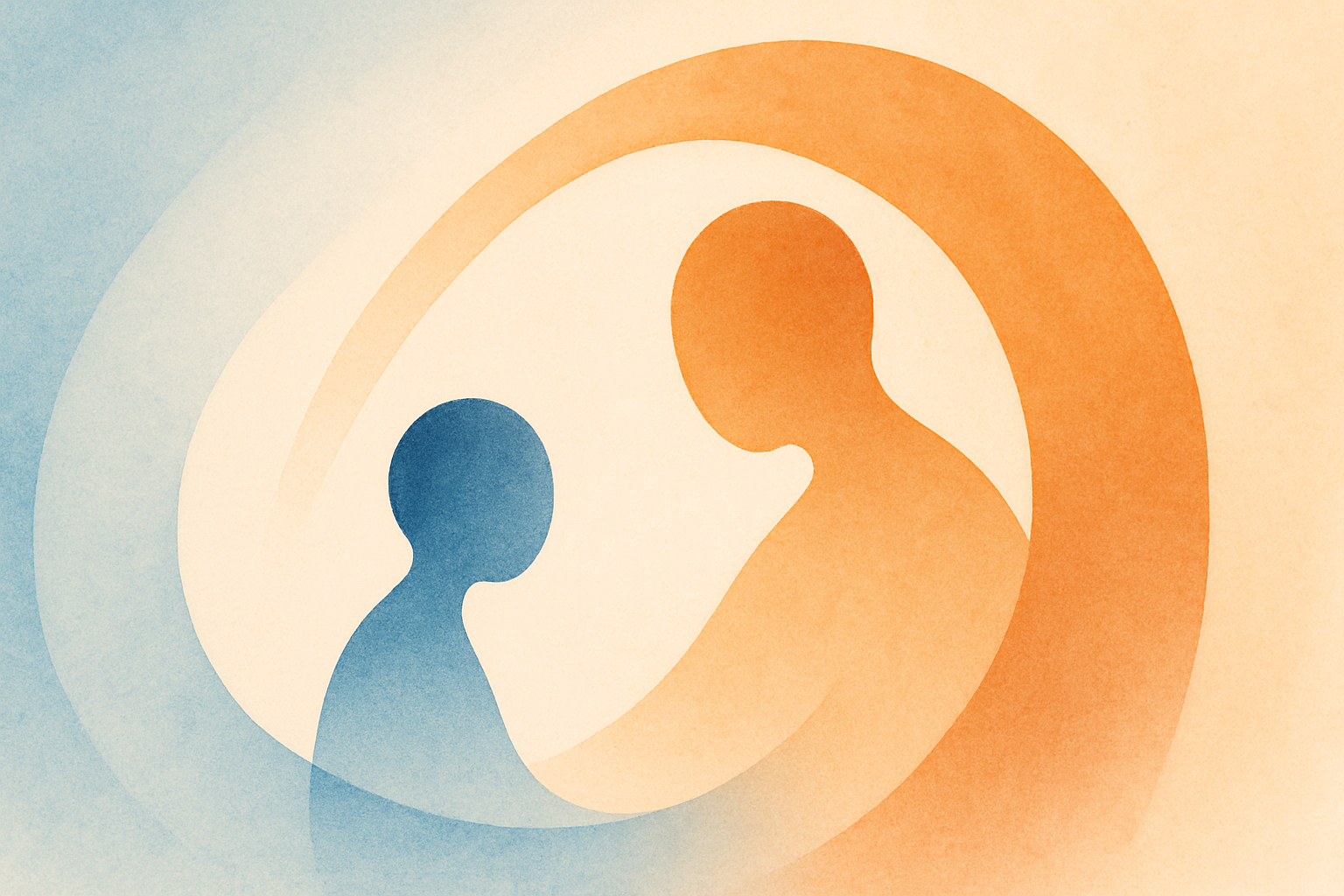 Abstract illustration representing child safety and protection for article: Navigating Family Changes: Age-Appropriate Convers